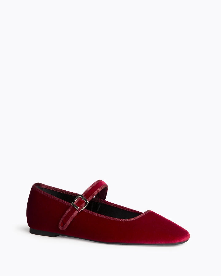 Velvet Mary Jane Flats B42