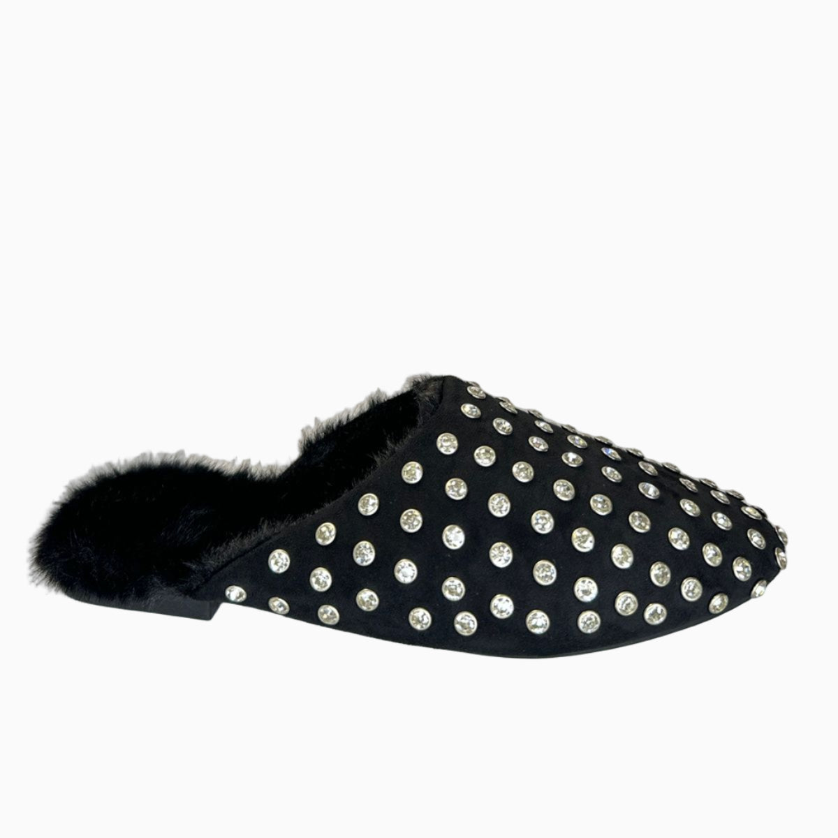 Rhinestone Fur Mules B117