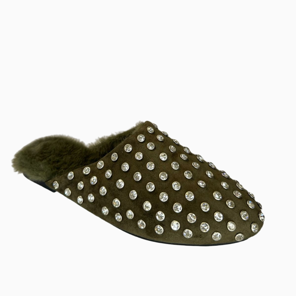 Rhinestone Fur Mules B117