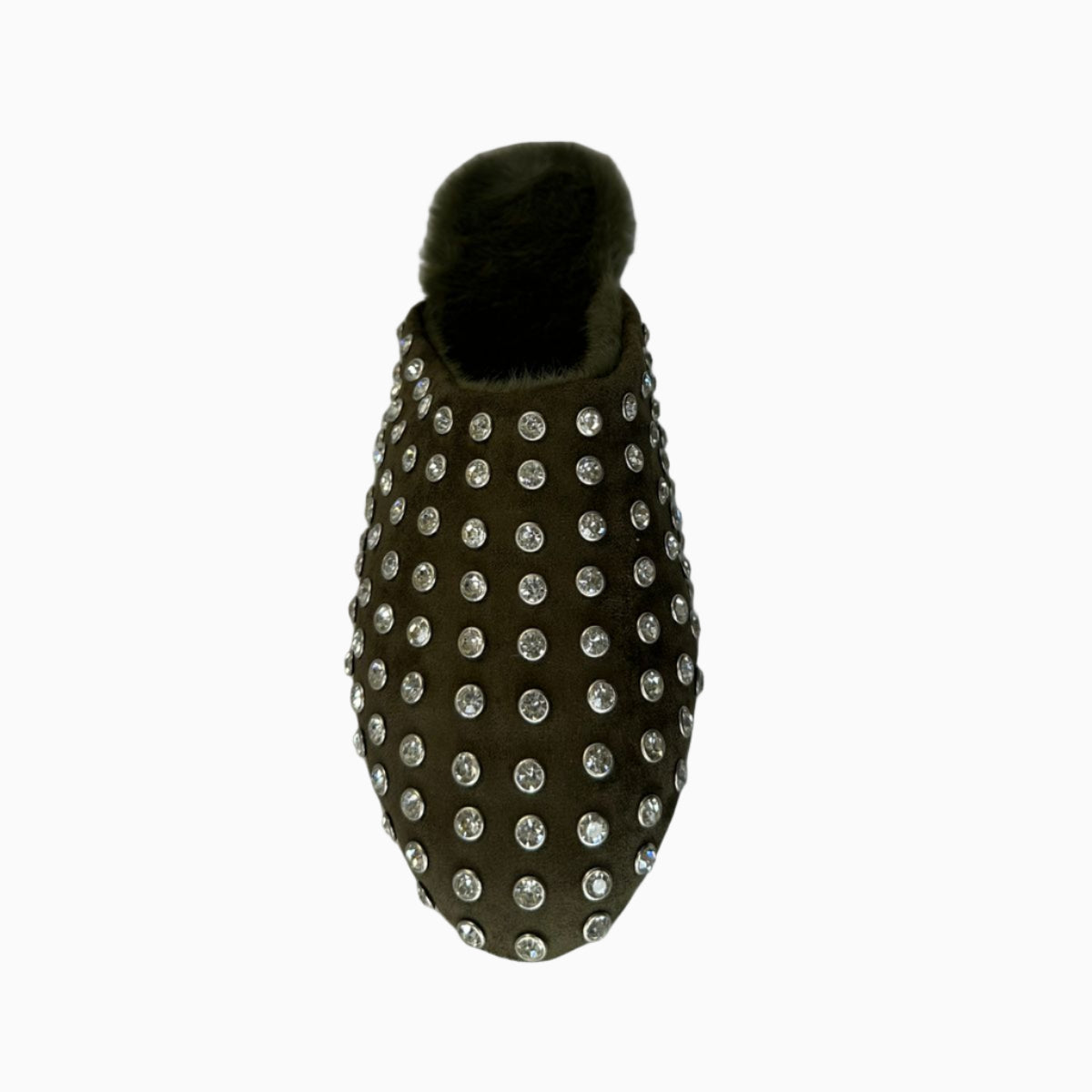 Rhinestone Fur Mules B117