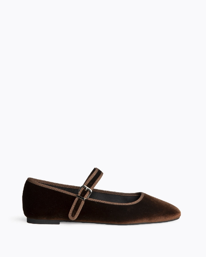 Velvet Mary Jane Flats