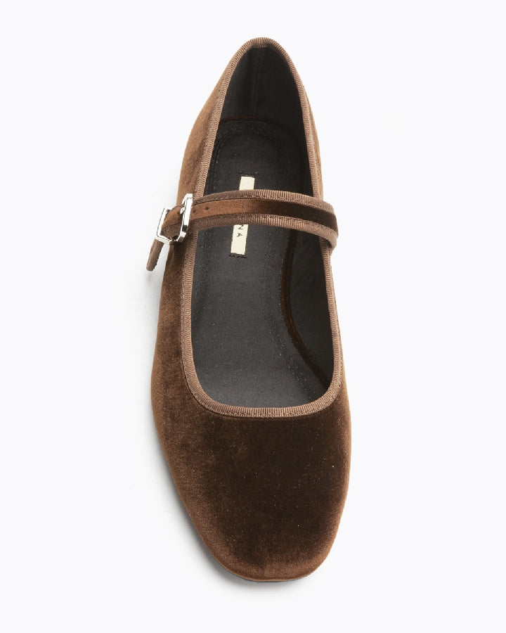 Velvet Mary Jane Flats