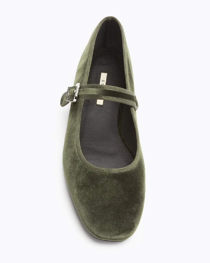 Velvet Mary Jane Flats