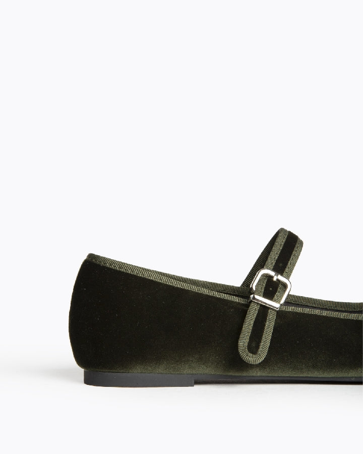 Velvet Mary Jane Flats